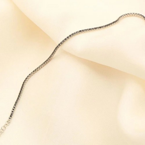 Bratara Tennis din Argint 925 placată cu Rodiu și Pietre Cubic Zirconia Negre, 1.5mm