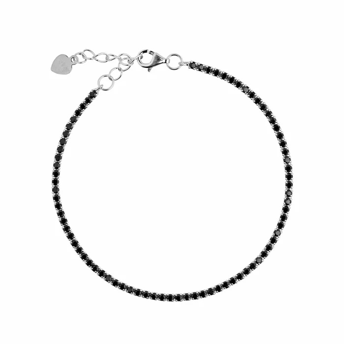 Bratara Tennis din Argint 925 placată cu Rodiu și Pietre Cubic Zirconia Negre, 1.5mm  Sandra Ferretti
