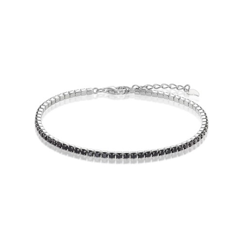 Bratara Tennis din Argint 925 placată cu Rodiu și Pietre Cubic Zirconia Negre, 2mm  Sandra Ferretti