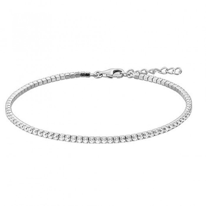 Bratara Tennis din Argint 925 placată cu Rodiu și Pietre Cubic Zirconia Transparente, 1.5mm