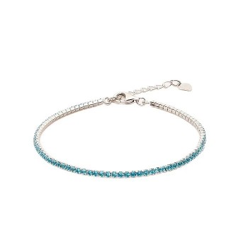 Bratara Tennis din Argint 925 placată cu Rodiu și Pietre Cubic Zirconia Turcoaz, 1.5mm  Sandra Ferretti