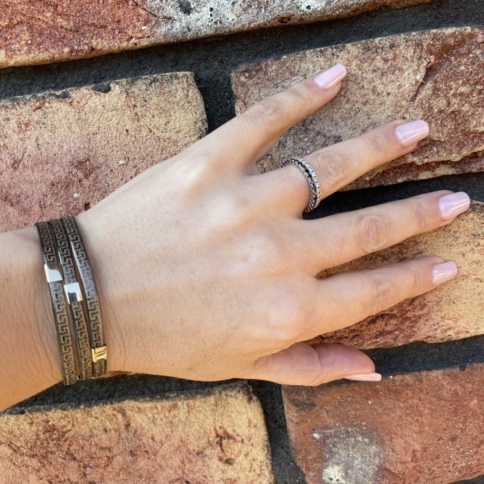 Bratara Versace Elastica  din Aur Galben si Negru 14 Kt