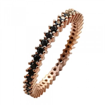 Inel Eternity din Argint 925 Placat cu Rodiu Roz și Pietre Cubic Zirconia Negre  Sandra Ferretti