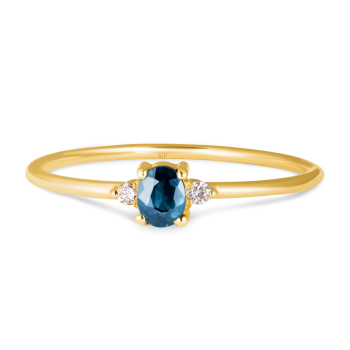 Essen Ring 14K Gelbgold mit Diamanten von 0,03 Karat und Saphiren von 0,23 Karat Sandra Ferretti