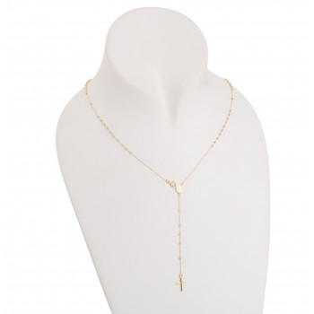 Rozariu 42 cm din Aur Galben de 14K cu Bile Diamantate si Lant Diamantat