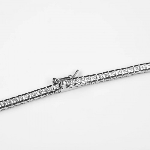 Tennisarmband aus 925er Sterlingsilber, vergoldet mit Rhodium und Zirkonia-Steinen, 2 mm