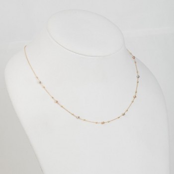 Halskette mit Kugeln aus 18 Karat Gelb-, Weiß- und Roségold