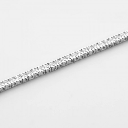 Set bijuterii Tennis din Argint 925 placate cu Rodiu și Pietre Cubic Zirconia, 2mm, Bratara + Colier