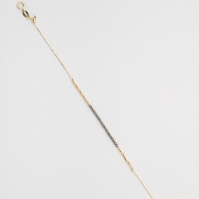 Bratara din Aur Galben de 18K cu Bile Diamantate Negre Placate cu Ruteniu si Lant Diamantat