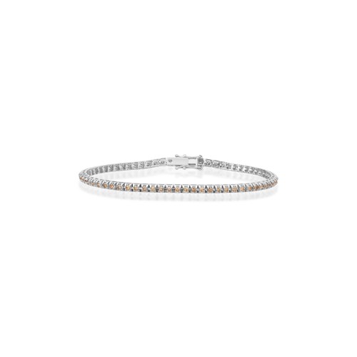 Tennisarmband aus 18 Karat Weißgold mit Champagner-Naturdiamanten von 2,37 ct Sandra Ferretti