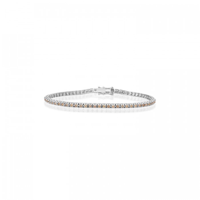Tennisarmband aus 18 Karat Weißgold mit Champagner-Naturdiamanten von 2,37 ct Sandra Ferretti