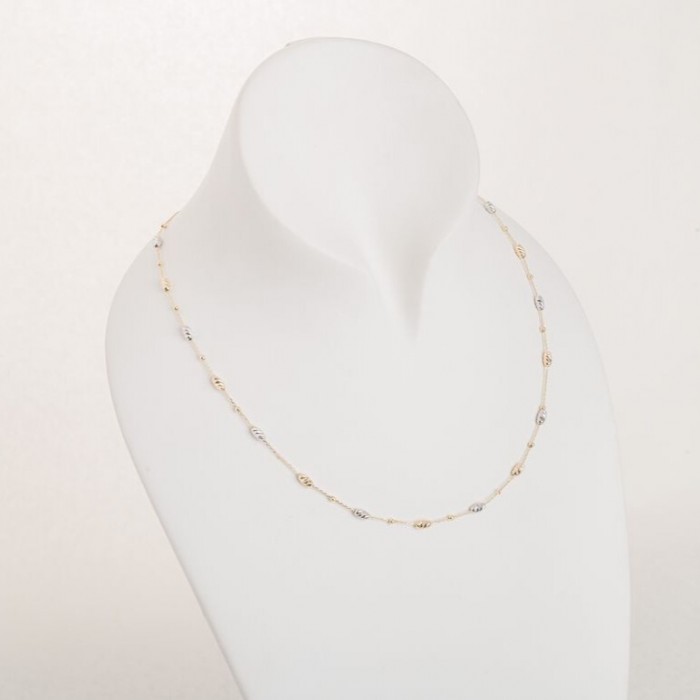 Colier din Aur Galben de 18K cu Lant Diamantat, Bile si Forme Geometrice Ovale Diamantate Multicolore Albe, Galbene