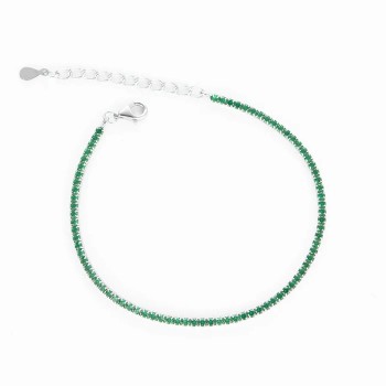 Bratara Tennis din Argint 925 placată cu Rodiu și Pietre Cubic Zirconia Verzi, 1.5mm  Sandra Ferretti
