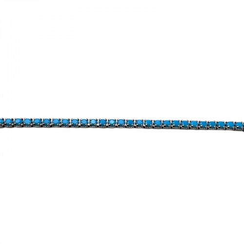 Bratara Tennis din Argint 925 placată cu Rodiu și Pietre Cubic Zirconia Albastru Sky, 1.5mm