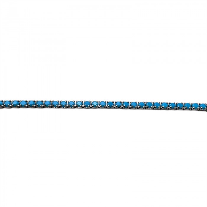 Bratara Tennis din Argint 925 placată cu Rodiu și Pietre Cubic Zirconia Albastru Sky, 1.5mm