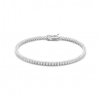 Tennisarmband aus 925er Sterlingsilber, vergoldet mit Rhodium und Zirkonia-Steinen, 2 mm