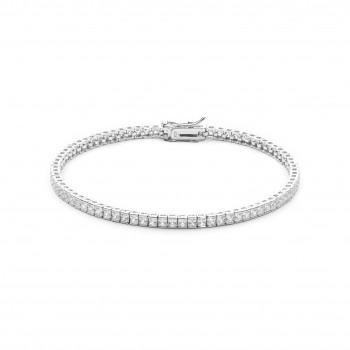Tennisarmband aus 925er Sterlingsilber, vergoldet mit Rhodium und Zirkonia-Steinen, 2 mm  Sandra Ferretti