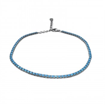 Bratara Tennis din Argint 925 placată cu Rodiu și Pietre Cubic Zirconia Albastru Sky, 1.5mm  Sandra Ferretti