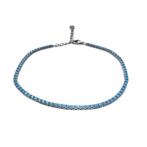 Bratara Tennis din Argint 925 placată cu Rodiu și Pietre Cubic Zirconia Albastru Sky, 1.5mm  Sandra Ferretti
