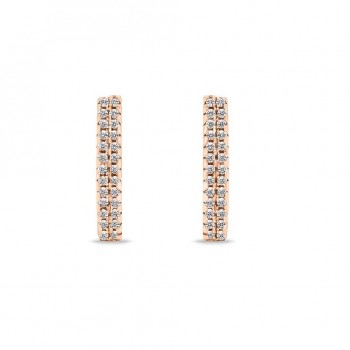 Cercei Eternity din Argint 925 Placati cu Rodiu Roz și Doua Randuri Pietre Cubic Zirconia Transparente  Sandra Ferretti