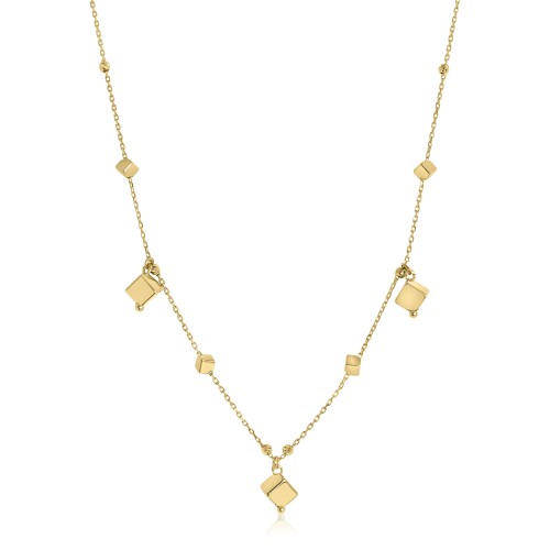 Halskette aus 18 Karat Gelbgold mit Diamantwürfeln und -kugeln
