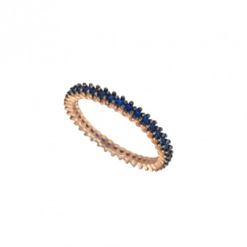 Inel Eternity din Argint 925 Placat cu Rodiu Roz și Pietre Cubic Zirconia Albastru Safir