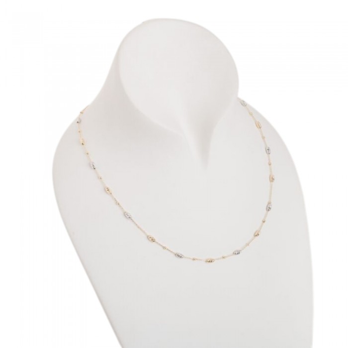 Colier din Aur Galben de 18K cu Lant Diamantat, Bile si Forme Geometrice Ovale Diamantate Multicolore Albe, Galbene