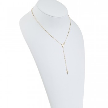 Rozariu 42 cm din Aur Galben de 18K cu Bile Diamantate si Lant Diamantat