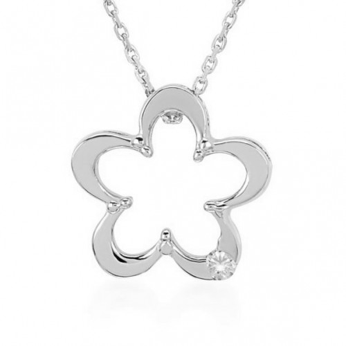Lüttich Halskette 14K Weißgold mit 0,02 Karat Diamant Sandra Ferretti