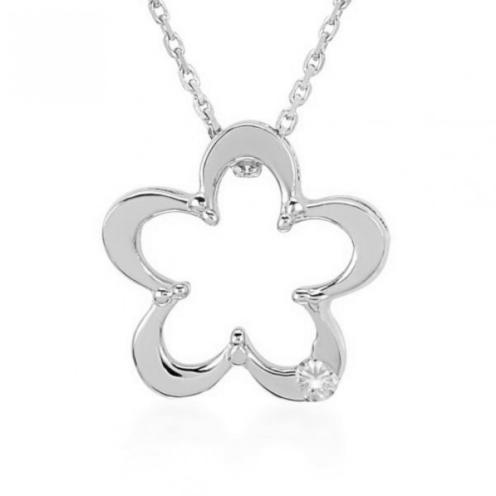 Lüttich Halskette 14K Weißgold mit 0,02 Karat Diamant Sandra Ferretti