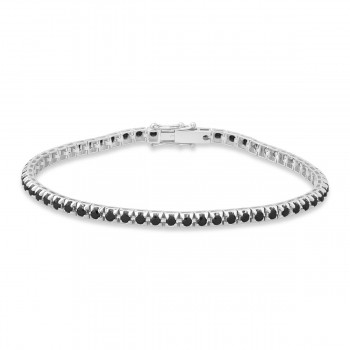 Tennisarmband aus 18 Karat Weißgold mit natürlichen schwarzen Diamanten von 3,09 ct Sandra Ferretti