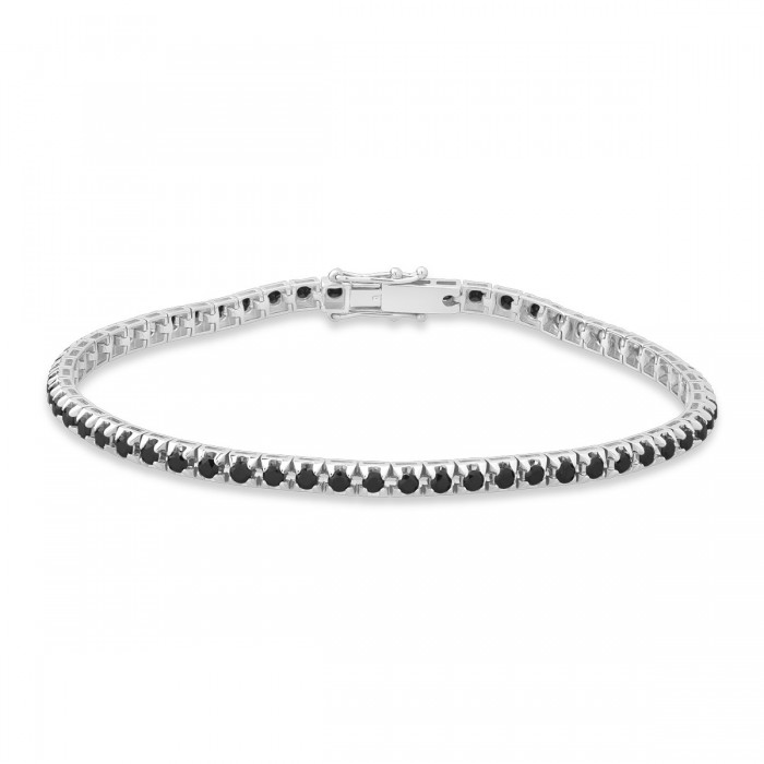 Tennisarmband aus 18 Karat Weißgold mit natürlichen schwarzen Diamanten von 3,09 ct Sandra Ferretti