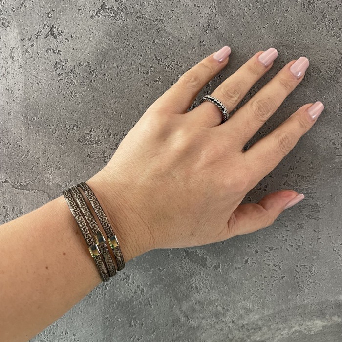 Bratara Versace Elastica  din Aur Galben si Negru 14 Kt